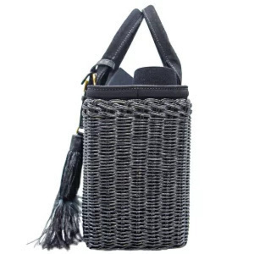 Prada Basket Wicker Black Bag Tote Shoulder Black